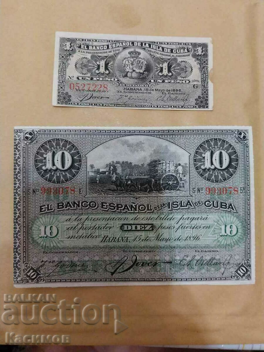 Bancnote vechi RARE din Cuba din perioada colonială spaniolă