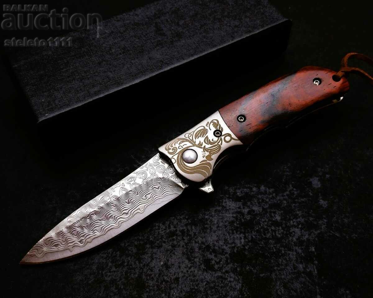 Knife, pocket knife, folding knife, Damascus steel