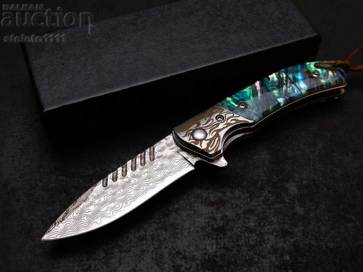 Knife, pocket knife, folding knife, Damascus steel