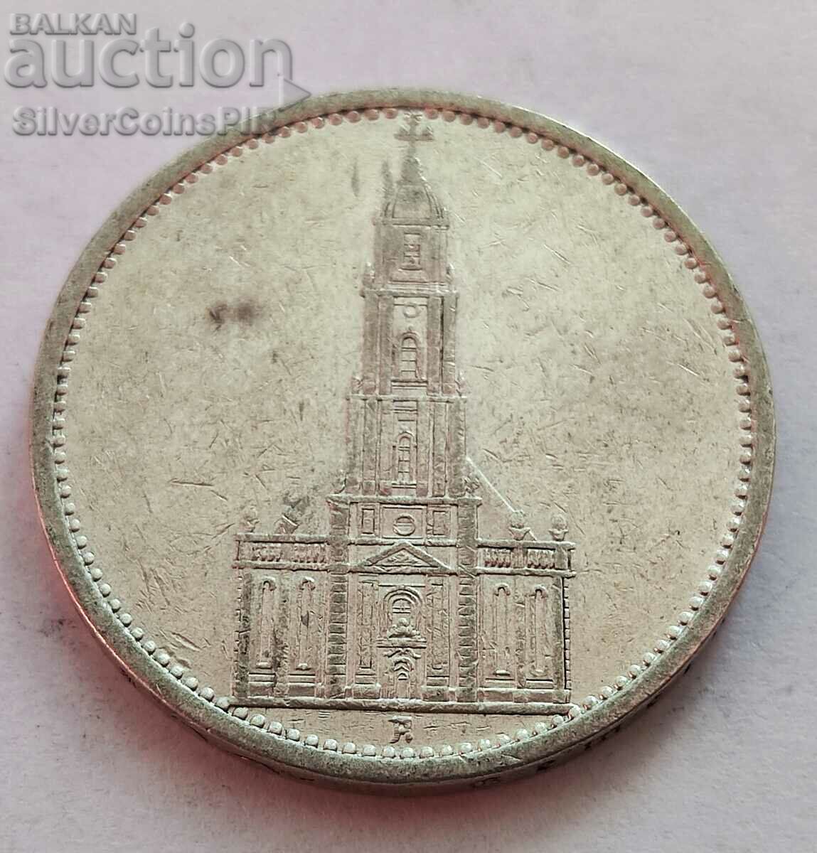 Silver 5 Marks Church 1935 A Nazi Germany