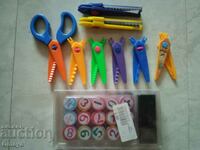 Children's scissors and number stamps