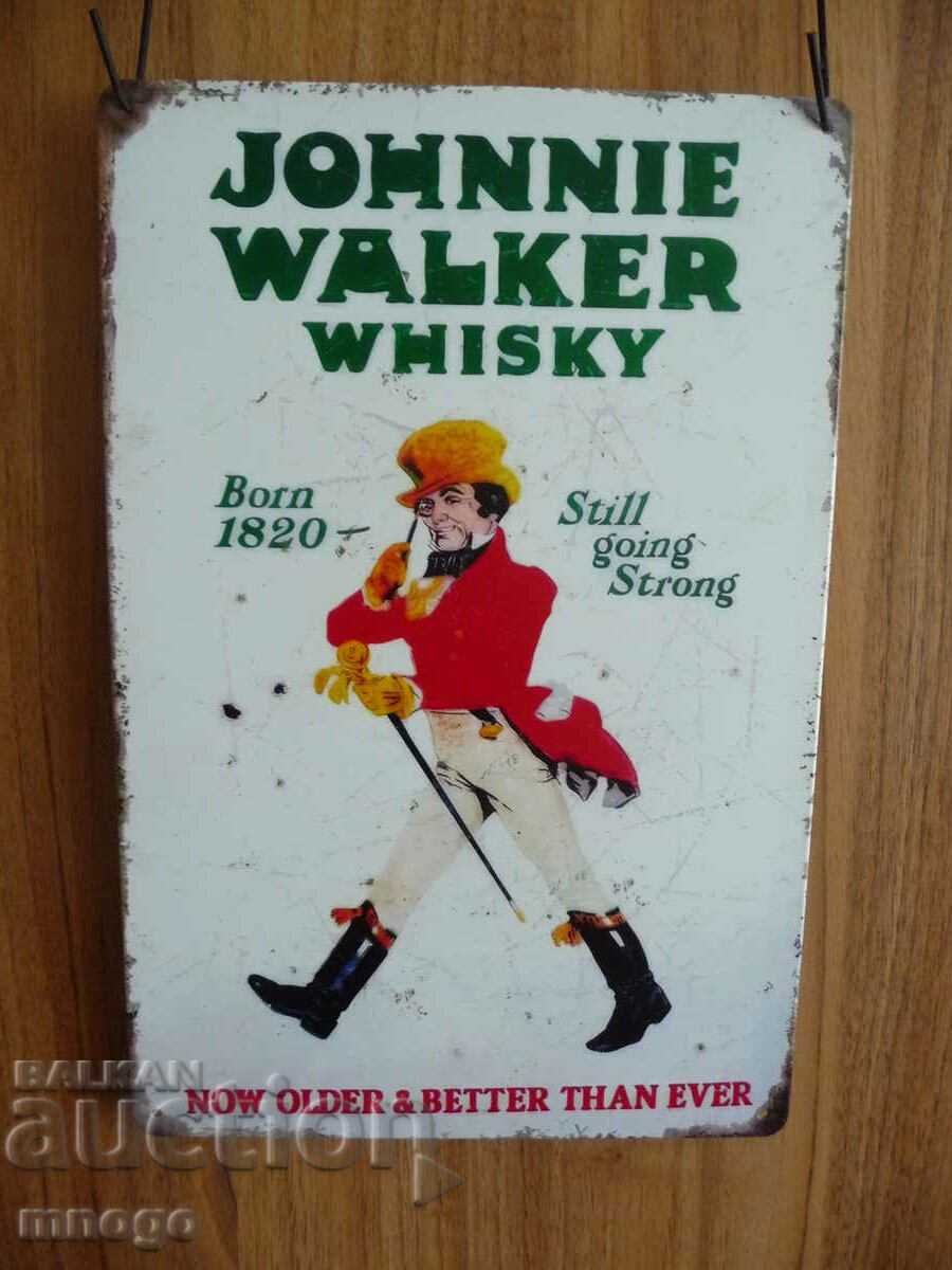 Η μπύρα Metal Sign ουίσκι Johnnie Walker διαφημίζει ουίσκι