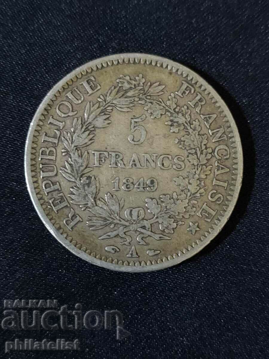 Franța 1849 A - 5 Franci - Monedă de argint #6