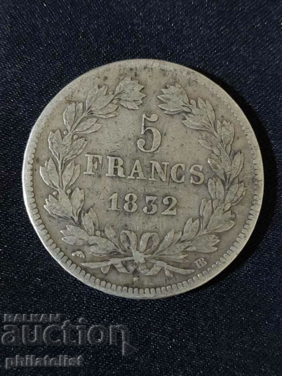 France 1832 BB - 5 francs - Silver coin