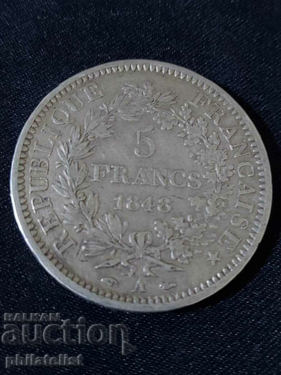 France 1848 A - 5 Francs - Silver Coin #1