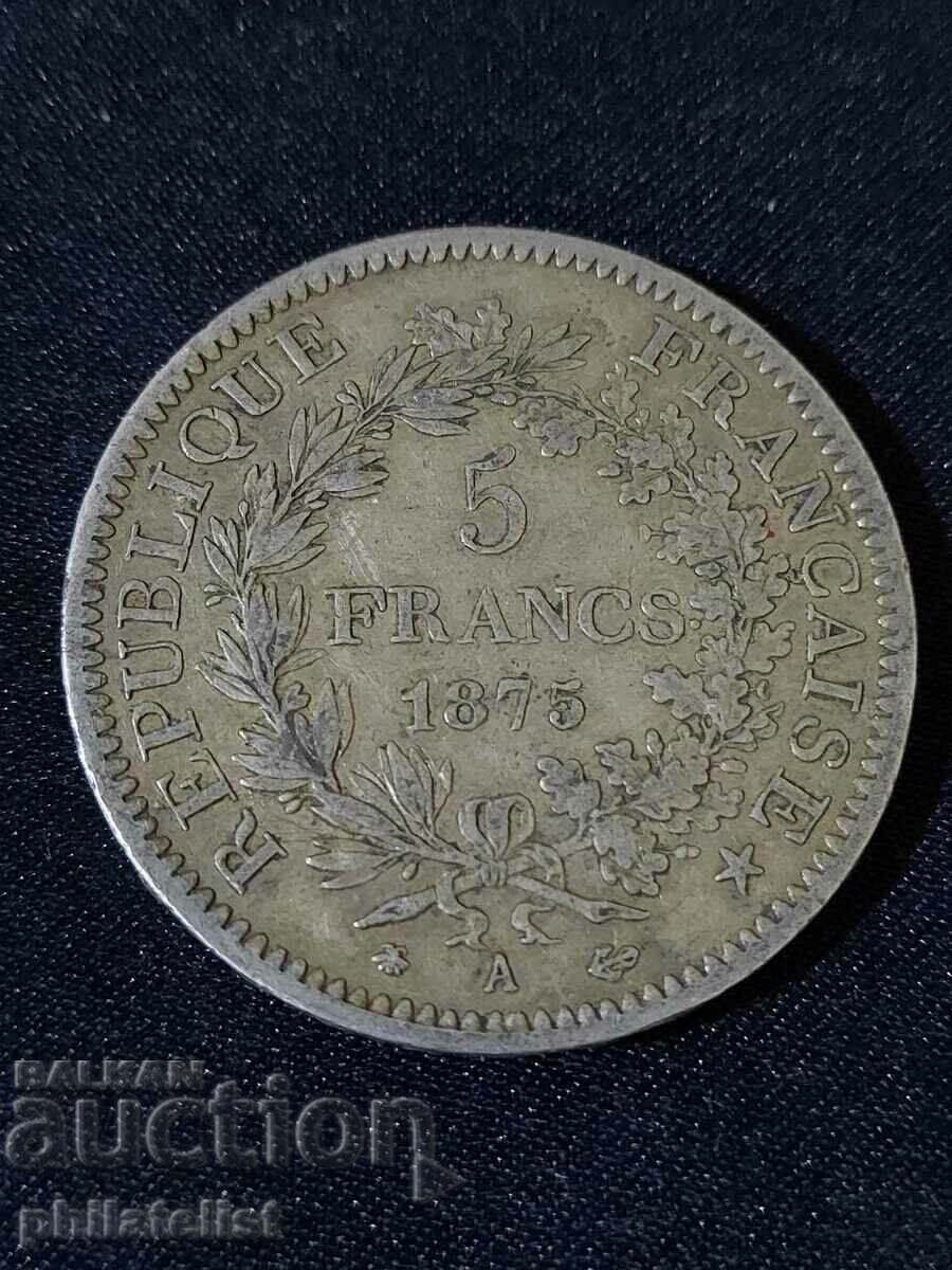 France 1875 A - 5 Francs - Silver Coin #6