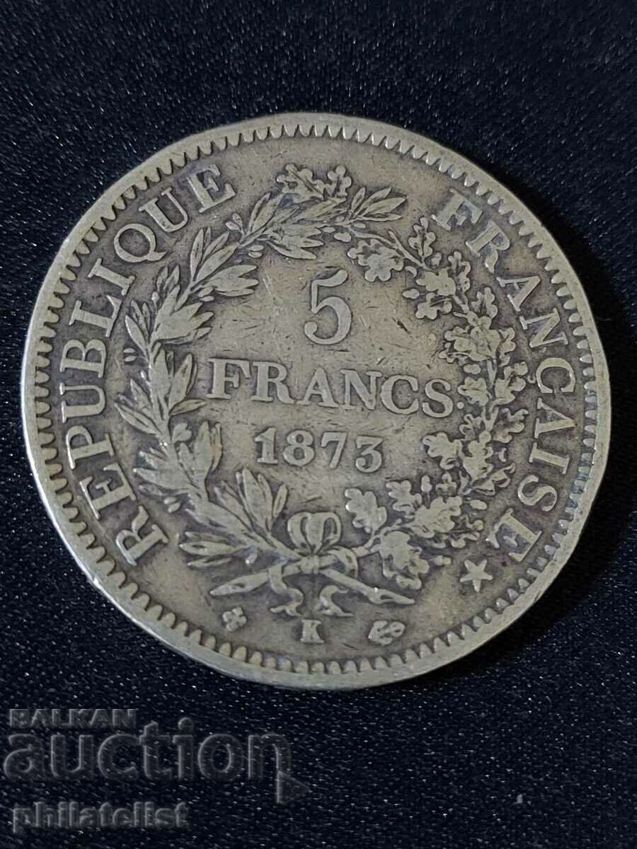 Franța 1873 K - 5 Franci - Monedă de argint #1