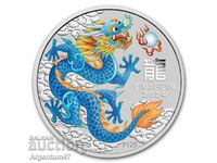 NOU!!! SILVER 1/2 OZ 2024 AUSTRALIA - LUNAR BLUE DRAGON