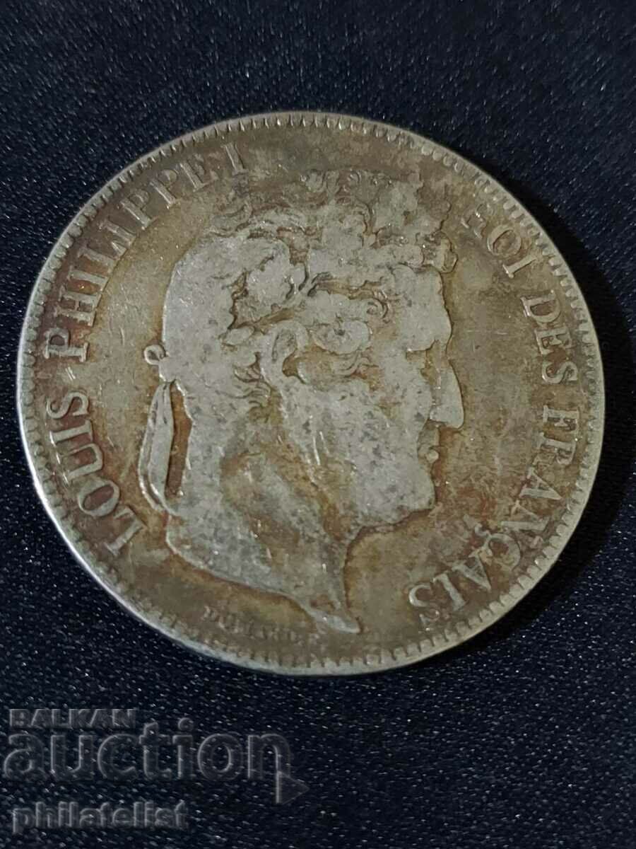 France 1837 W - 5 Francs - Silver Coin #1