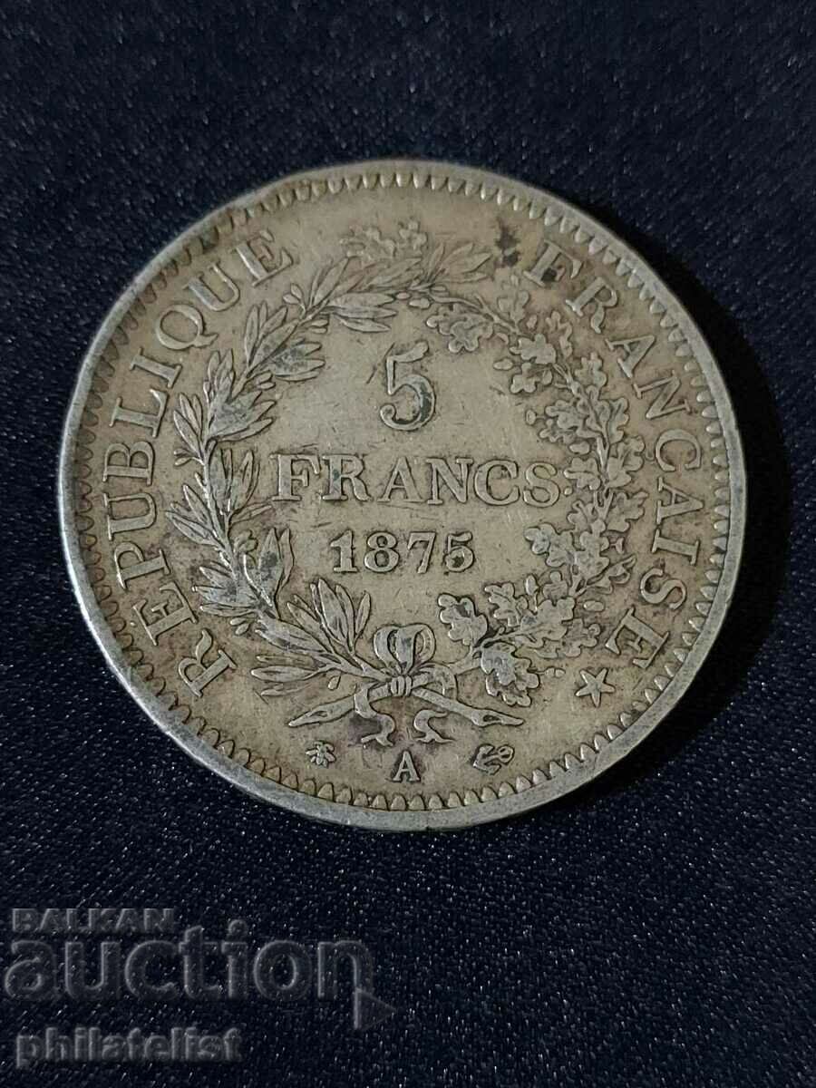 France 1875 A - 5 Francs - Silver Coin #7