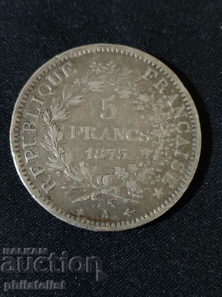 France 1875 A - 5 Francs - Silver Coin #7