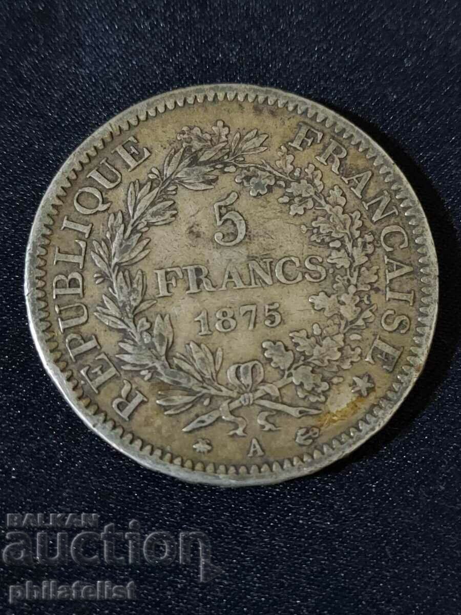 France 1875 A - 5 Francs - Silver Coin #8