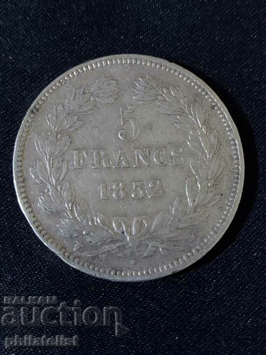 Franța 1832 W - 5 Franci - Monedă de argint #2