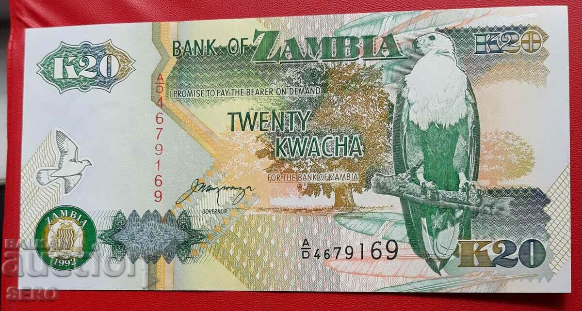 Bancnota-Zambia-20 Kwacha 1992