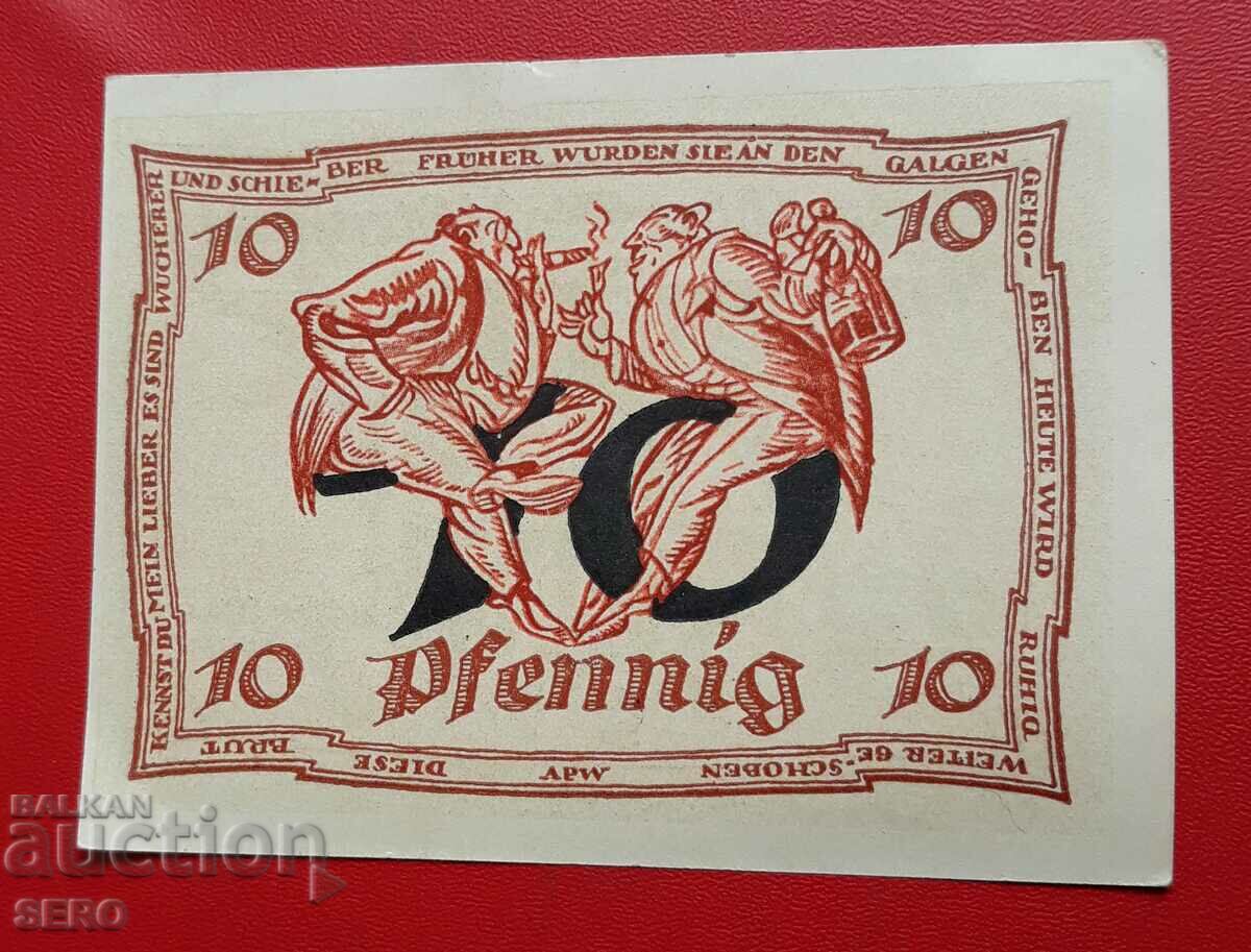 Banknote-Germany-Thuringia-Arnstadt-10 pfennig 1921