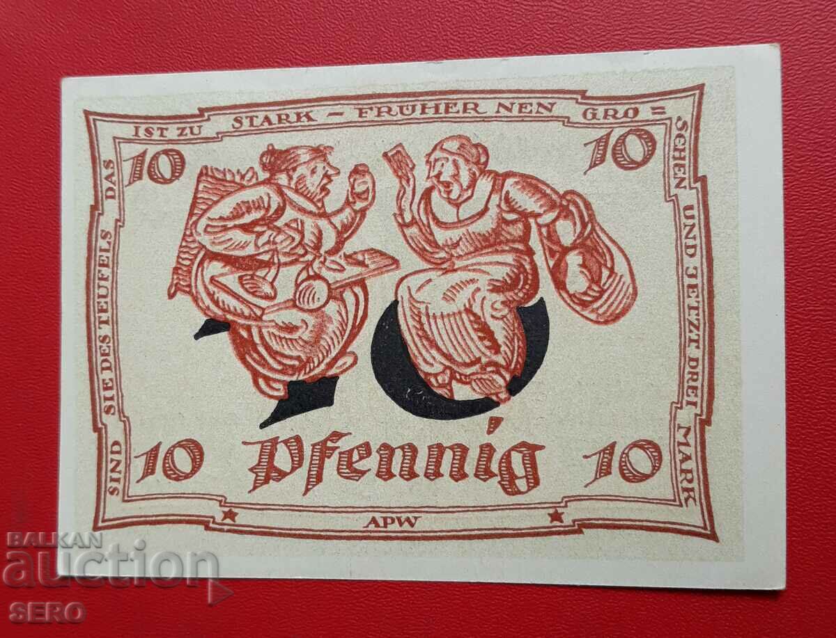 Banknote-Germany-Thuringia-Arnstadt-10 pfennig 1921