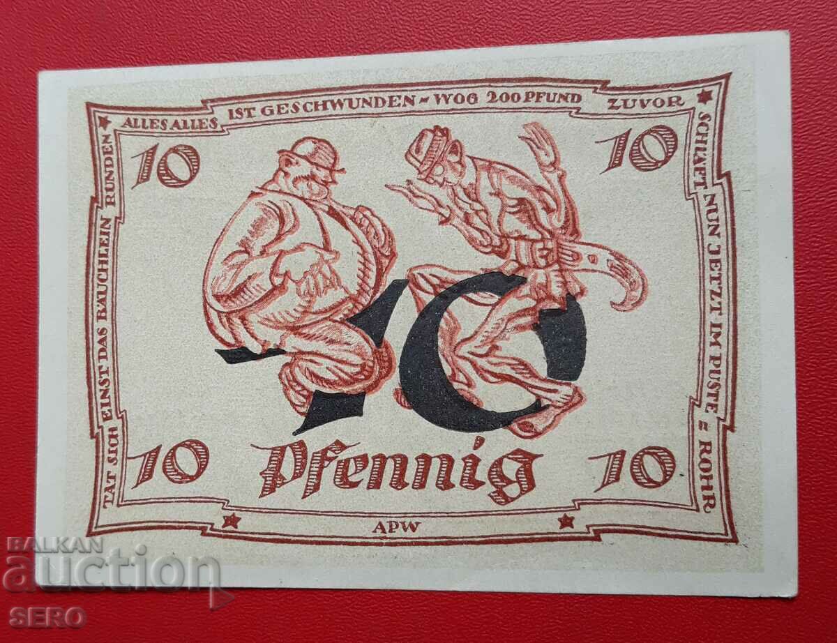 Banknote-Germany-Thuringia-Arnstadt-10 pfennig 1921