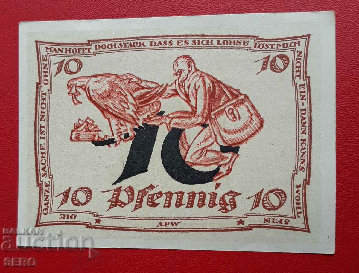 Banknote-Germany-Thuringia-Arnstadt-10 pfennig 1921