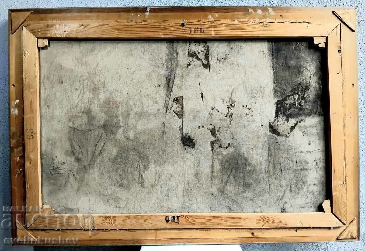 Παλιά μεγάλη ελαιογραφία 100 x 65 / 112 x 77 cm. - 6