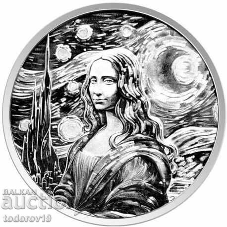 Silver 1 oz Mona Lisa and Van Gogh 2024 Fiji Islands.