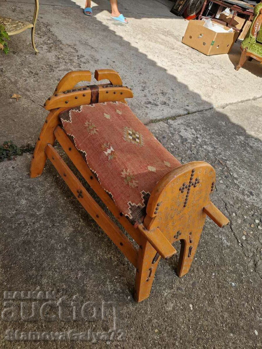 Υπέροχο σκαμπό σέλας καμηλό αντίκα - 6