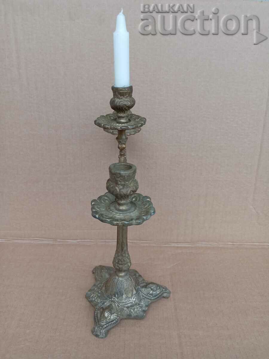 sfeșnic baroc antic bronz solid triplu secolul al XVIII-lea secolul al XIX-lea - 5