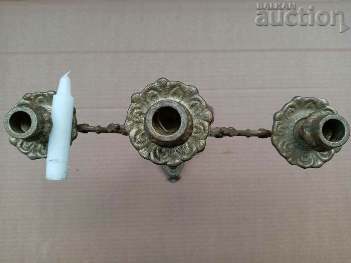 sfeșnic baroc antic bronz solid triplu secolul al XVIII-lea secolul al XIX-lea - 6