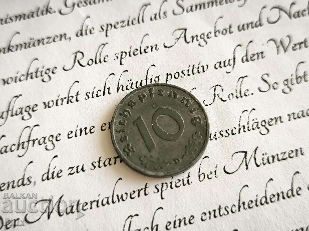 Moneda Reich - Germania - 10 Pfennig | 1941; Seria D cu preț 6.50 BGN | € 3.32