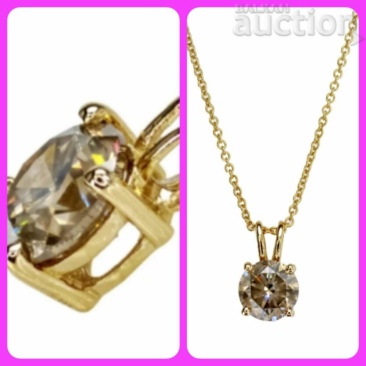 Women's gold necklace with a HUGE 1.54ct DIAMOND.