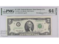 2 $ 1976 Federal Rezerve Note Kansas City 64EPQ-PMG CURIOSITY