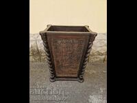 A wonderful antique English solid wood rattan lampshade