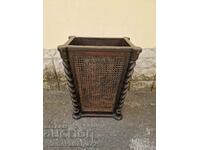 A wonderful antique English solid wood rattan lampshade