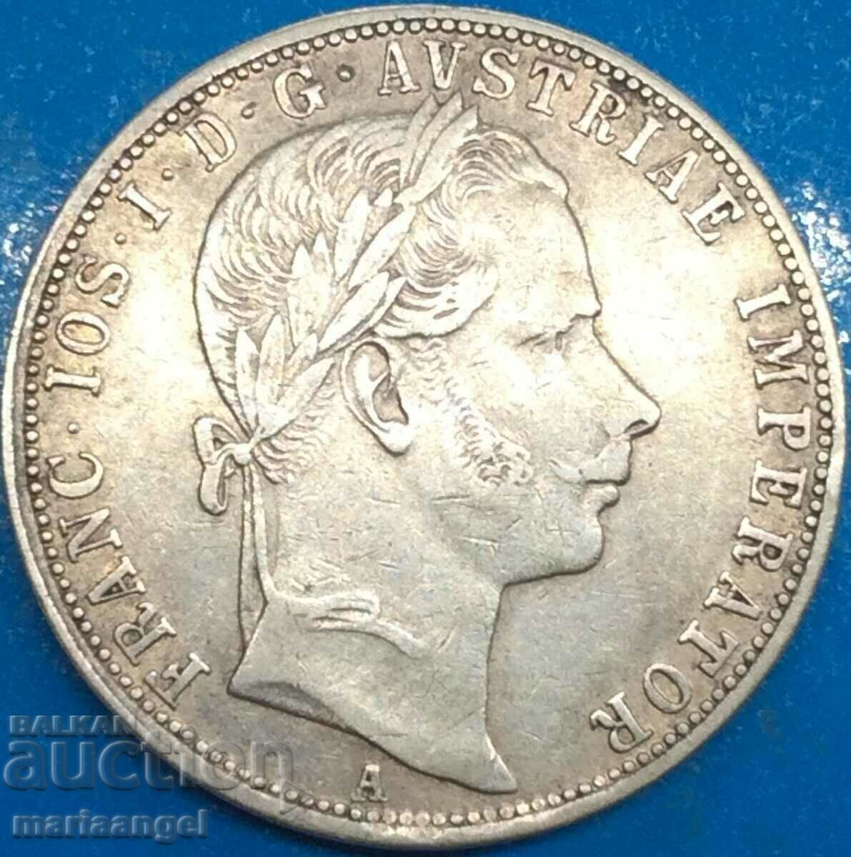 1 florin 1861 Austria A - Viena Franz Joseph Patină de argint