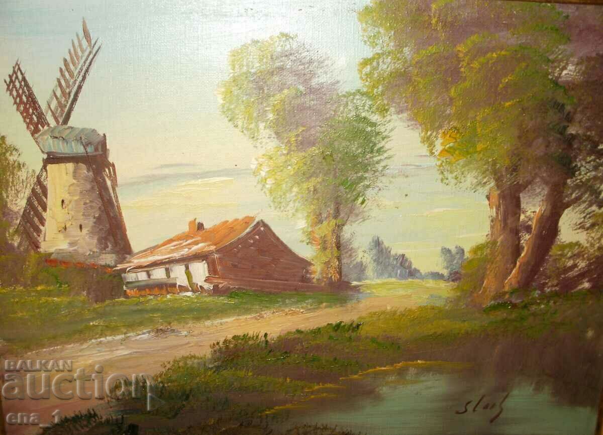 Auction  Old Dutch oil painting in wooden frame