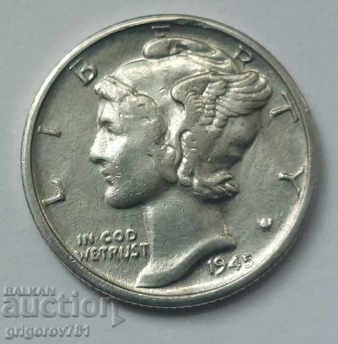 1 Dime 10 Cent Silver USA 1945 - Silver Coin #1