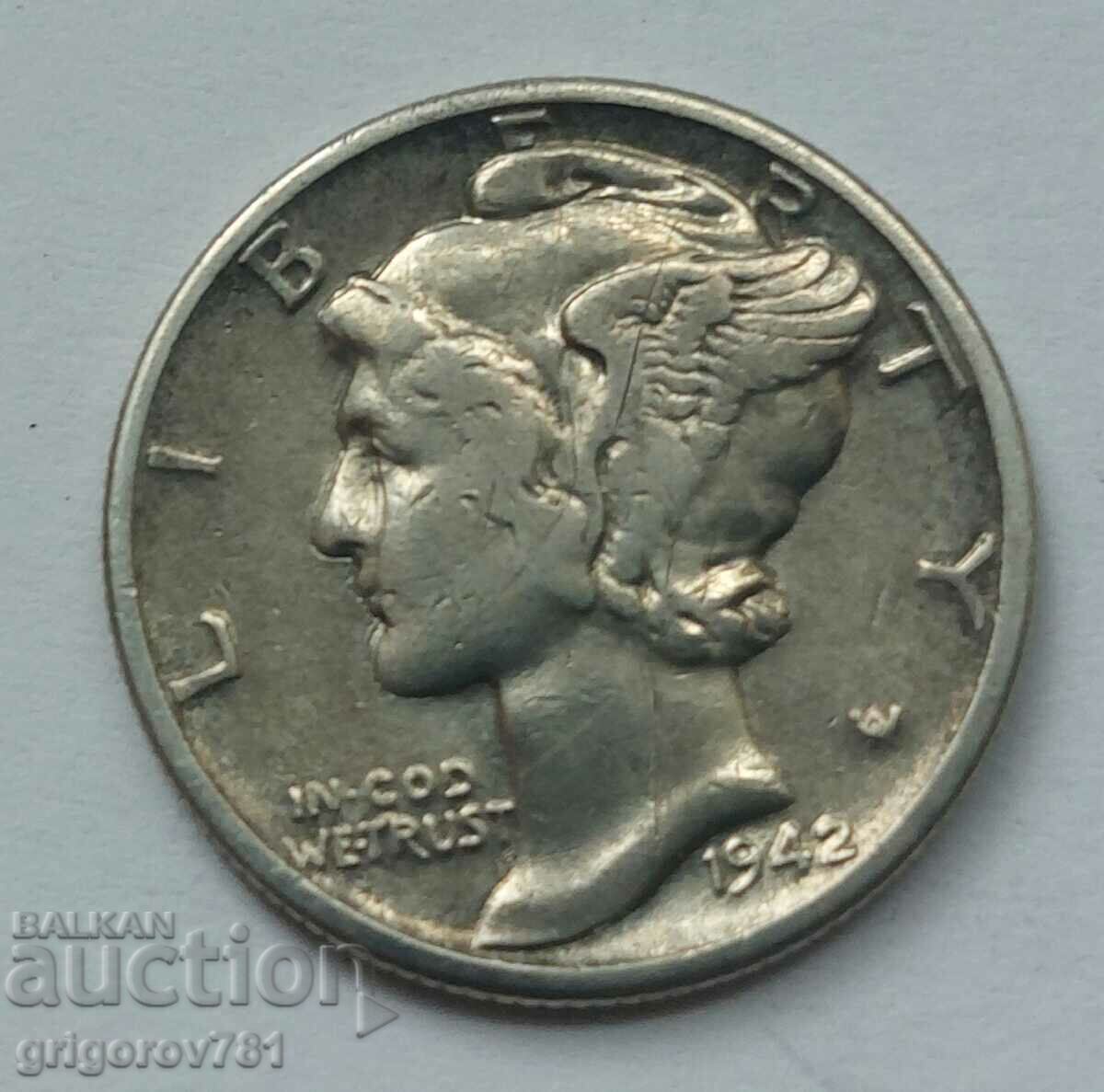 1 Dime 10 Cent Silver USA 1942 - Silver Coin #6