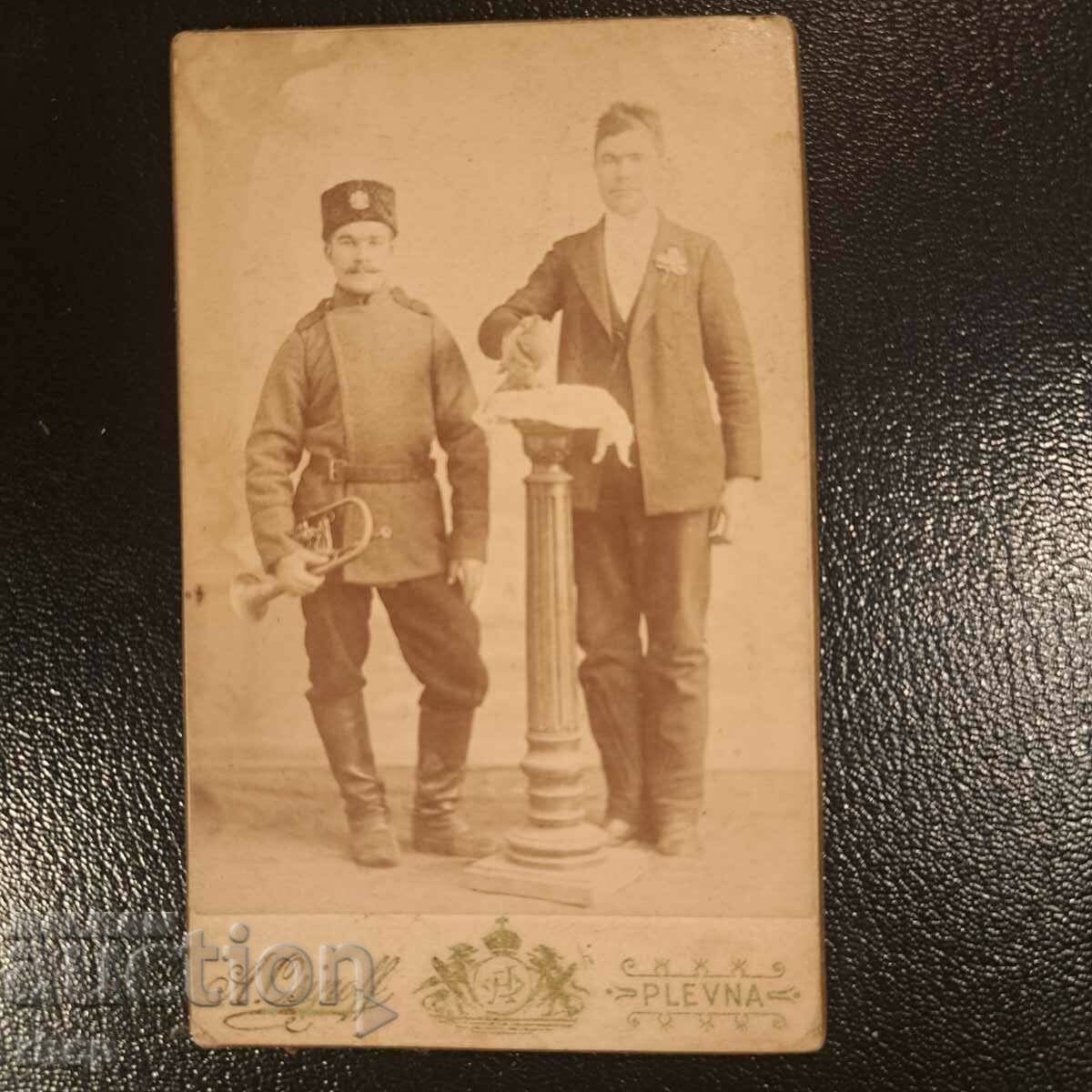 Soldat trompetist Pleven fotografie veche din anii 1890