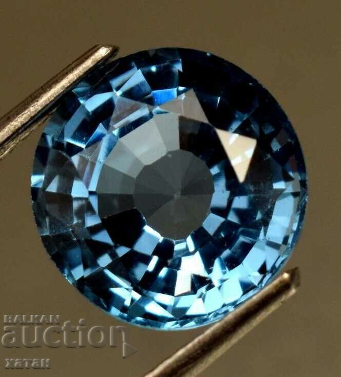 BZC! 5,00 ct. topaz albastru elvețian natural GGIJ cert de 1 lingură!