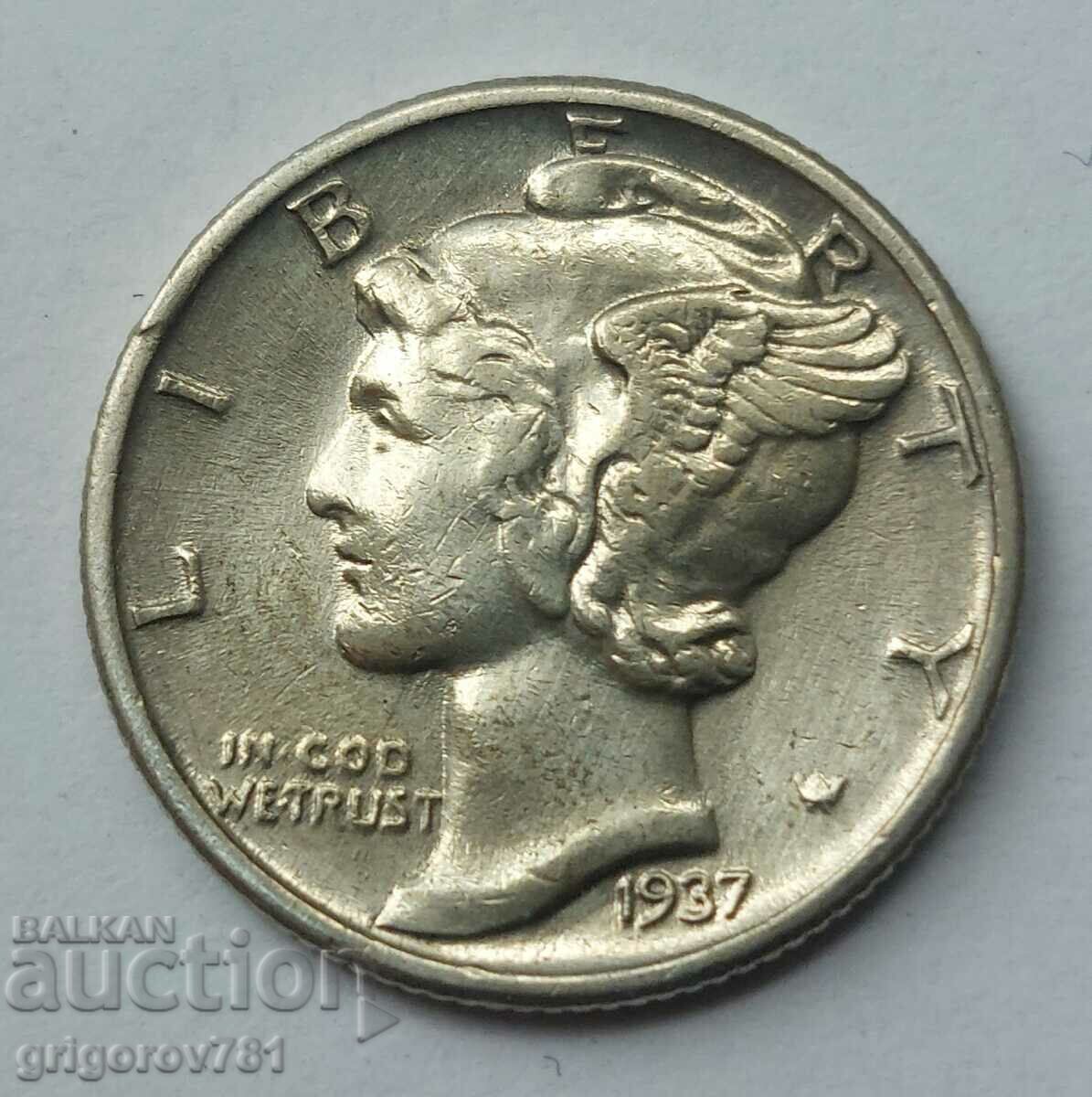 1 Dime 10 Cent Silver USA 1937 - Silver Coin #14