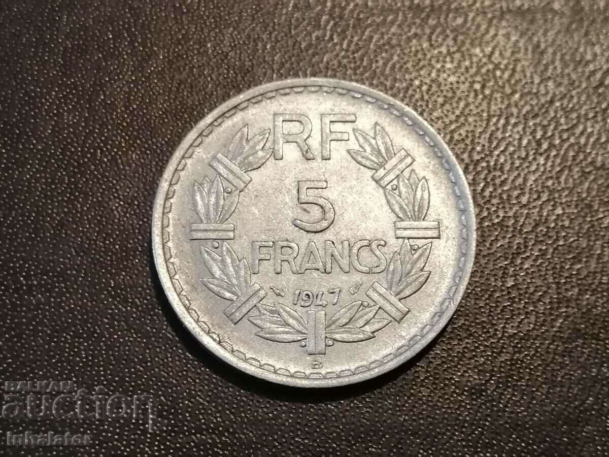 1947 litera B 5 franci Aluminiu