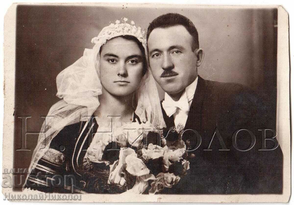 1939 FOTO VECHE SOFIA CUPLU CĂSĂTORIT COSTUM POPULAR G955