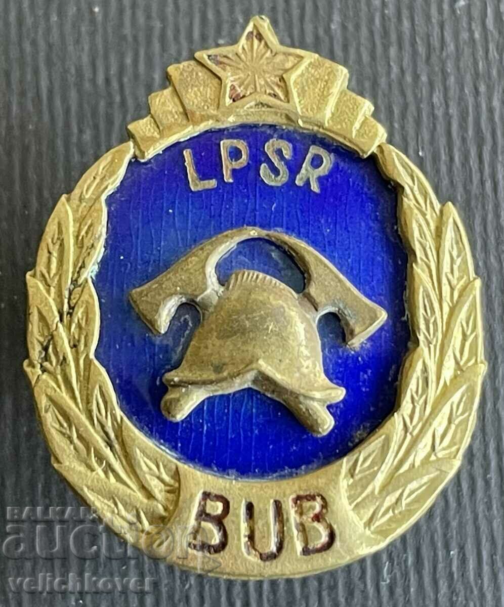 38281 USSR Lithuanian SSR badge Excellent fireman enamel screw