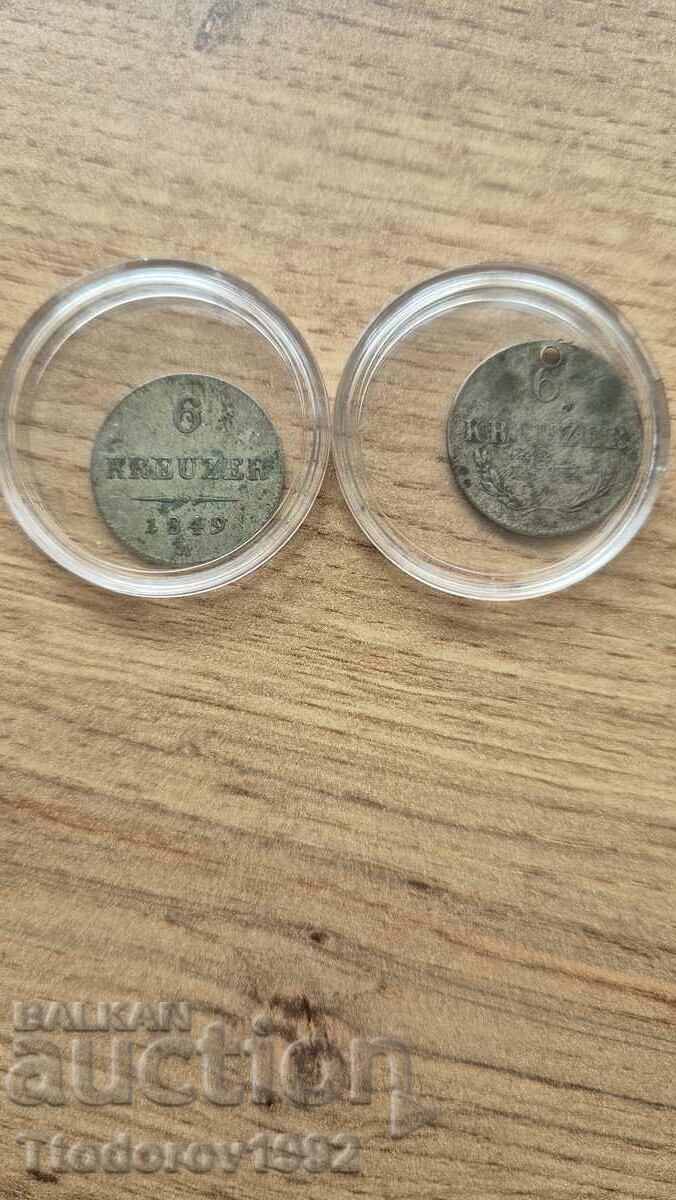 6 kreuzer 1848 and 1849 Austria