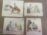 4 drawings, illustrations by the fairy tale artist around 1955.