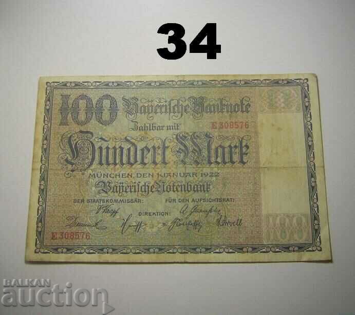 Bayerische Notenbank 100 mark 1922 Germania