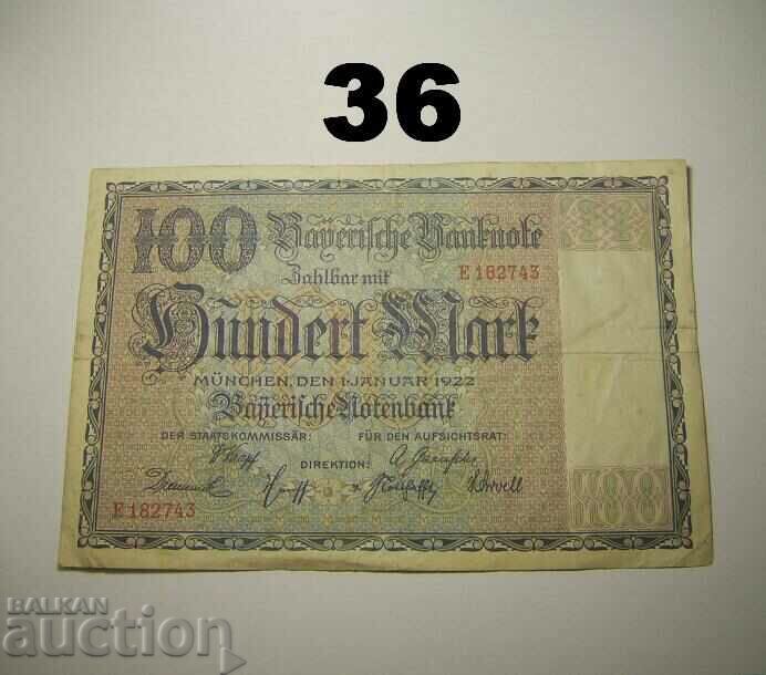 Bayerische Notenbank 100 mark 1922 Germany