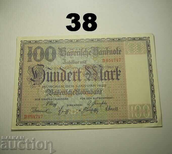 Bayerische Notenbank 100 mark 1922 XF+ Германия