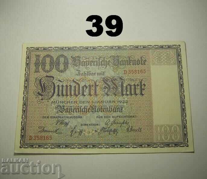 Bayerische Notenbank 100 mark 1922 XF+ Germany