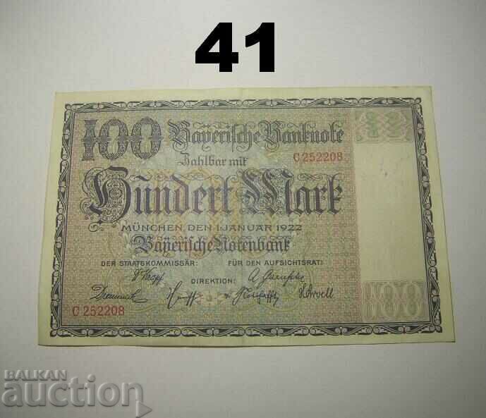 Bayerische Notenbank 100 mark 1922 XF+ Germany