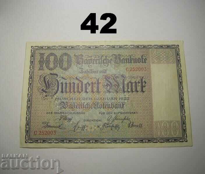 Bayerische Notenbank 100 mark 1922 XF+ Germany